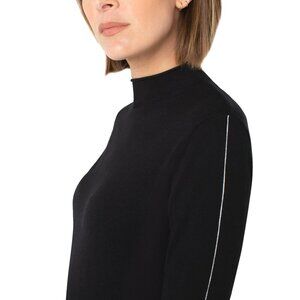 Liverpool mock neck rolled hem long sleeve sweater Black Extra Large Petite NWOT